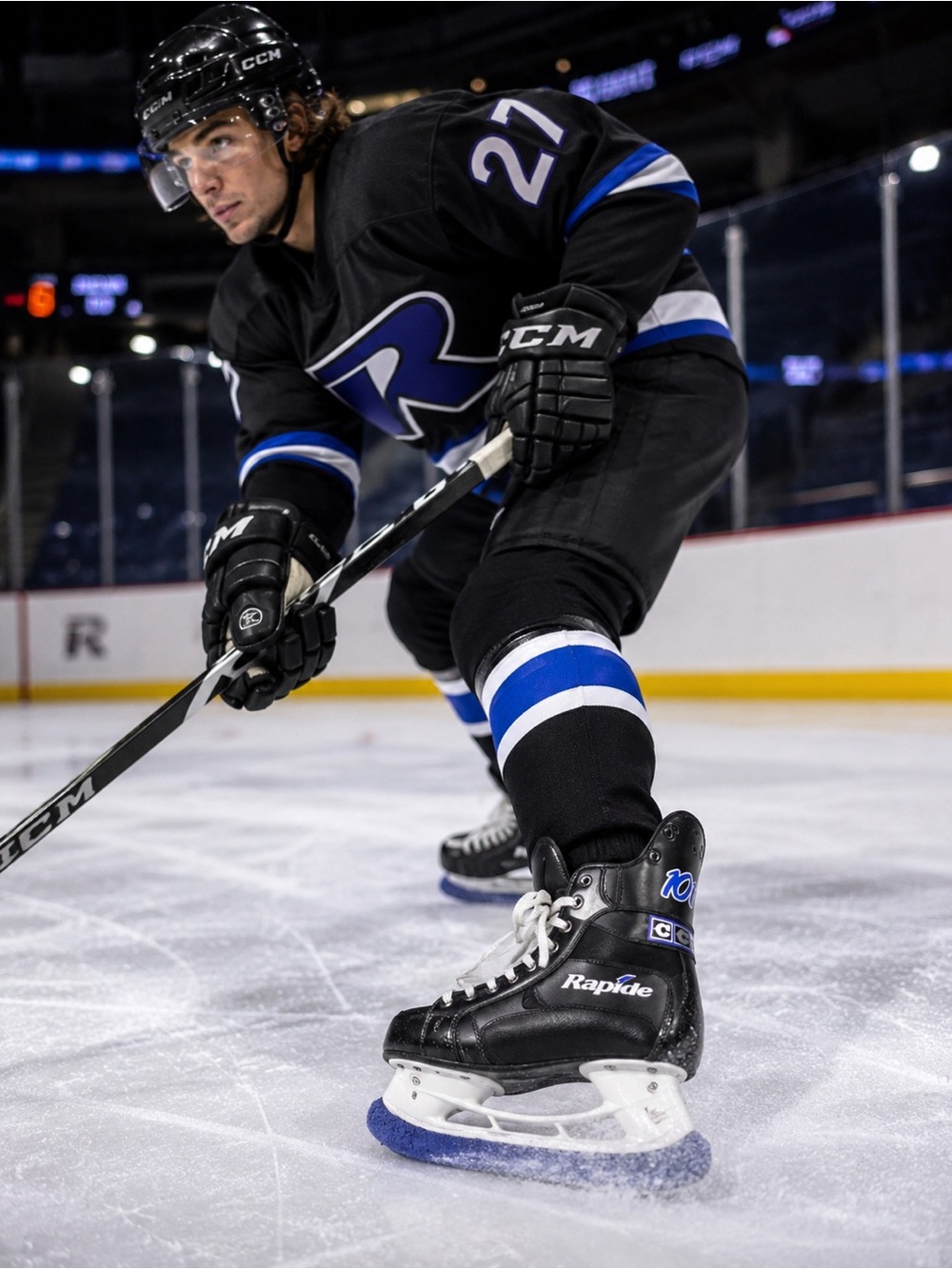 CCM Black and Blue Ice Hockey Skates - Rapide